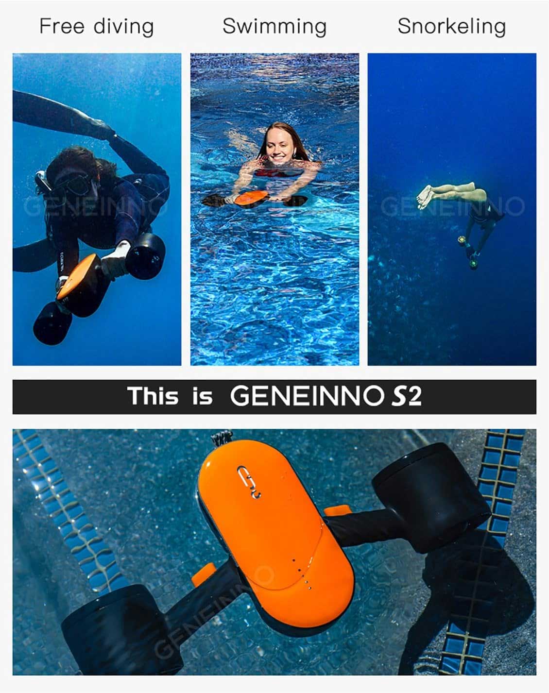 GENEINNO S2 Underwater Scooter,Dual Motors and Smart APP Support,Sea Scooter for Swimming Scuba Free Diving Snorkeling for Kids Adults